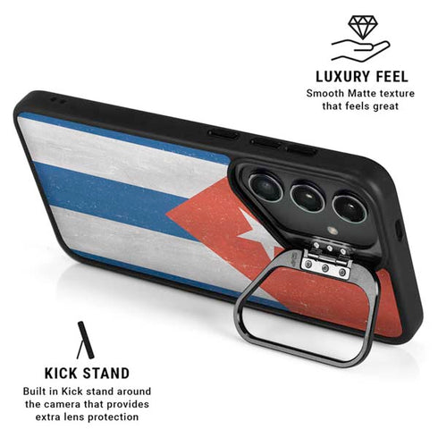 Cuban Flag Distressed Galaxy S25 Kickstand Case